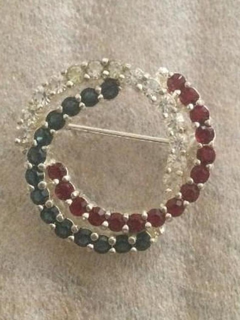 Patriotic Rhinestone Monet Pin